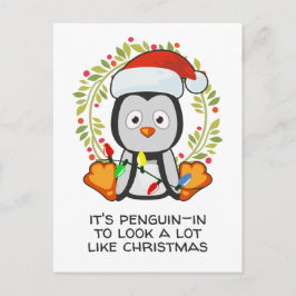 Funny jul Sång Pun Penguin Helg Vykort