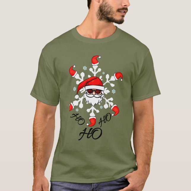 Funny jul Santa Tee Ho Ho Ho Helgdag Stil (Framsida)