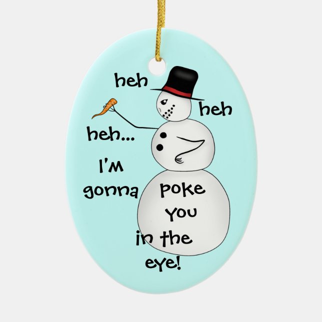 Funny jul snögubbe julgransprydnad keramik (Framsidan)