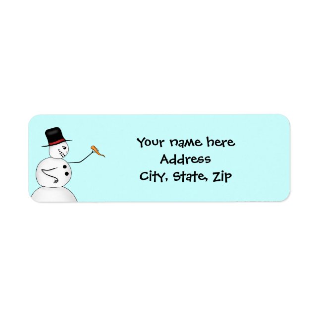 Funny jul snögubbe returadress etikett (Framsidan)