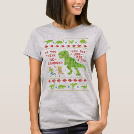Funny jul T Rex Dinosaur Pun Humor Faux Sticka Shirt