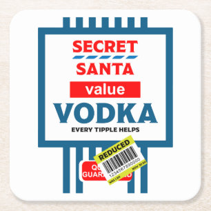 Funny jul Vodka-etikett Underlägg Papper Kvadrat