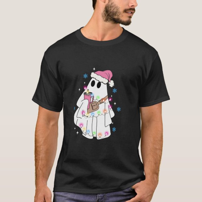 Funny Julafton Boo Jee Ghost jul Ljus Long Sle T Shirt (Framsida)