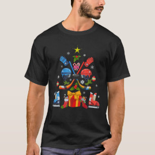 Funny Julafton Boys Ice Hockey jul Ornament Träd T Shirt