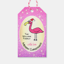 Funny Julafton Flamingo Rosa Glitter Personalizabl