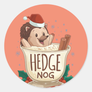 Funny Julafton Hedge Nog Hedgehog Eggnog jul Runt Klistermärke