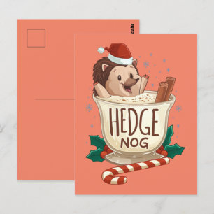 Funny Julafton Hedge Nog Hedgehog Eggnog jul Vykort