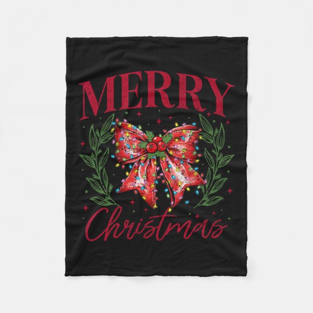 Funny Julafton Helgdag Coquette Bow God jul Fleecefilt (Framsidan)
