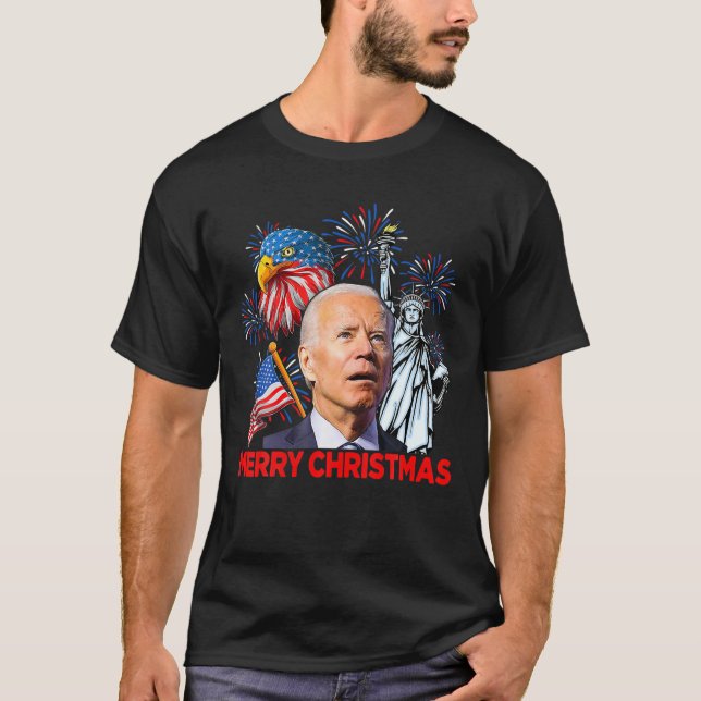 Funny Julafton Joe Biden God jul Funny 4:e av T Shirt (Framsida)