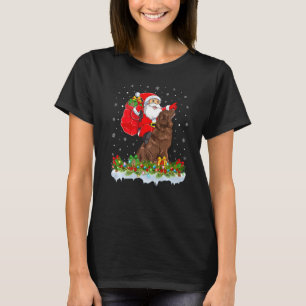 Funny Julafton Jultomten Riding Newfoundland Hund T Shirt