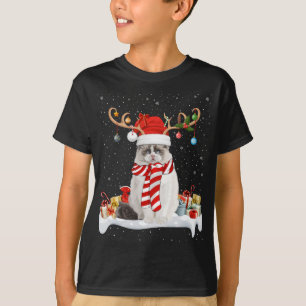 Funny Julafton Lighting Reindeer Santa Hat Ragdoll T Shirt