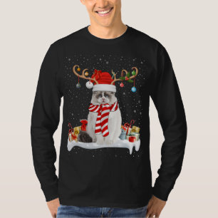 Funny Julafton Lighting Reindeer Santa Hat Ragdoll T Shirt