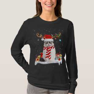 Funny Julafton Lighting Reindeer Santa Hat Ragdoll T Shirt