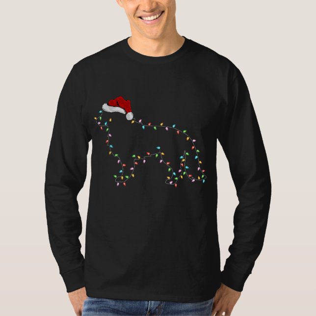 Funny Julafton Lighting Santa Hat Gräns Collie Hun T Shirt (Framsida)