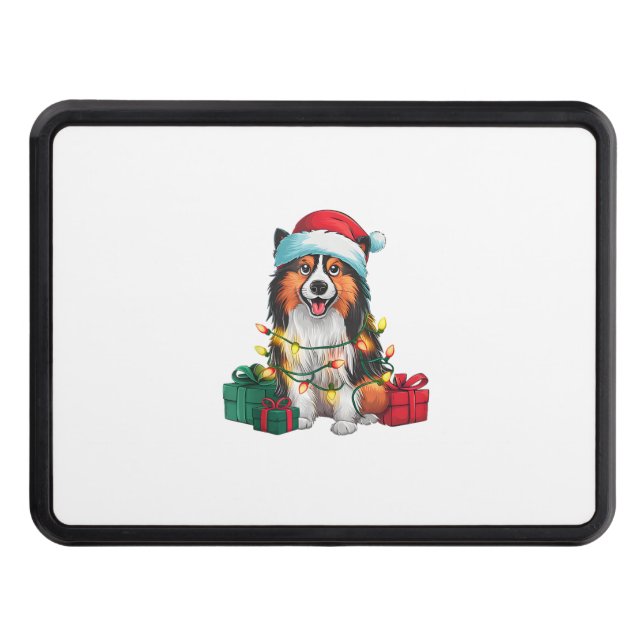 Funny Julafton Lighting Santa Hat Tamaskan Hund Ch Dragkroksskydd (Framsidan)