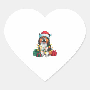 Funny Julafton Lighting Santa Hat Tamaskan Hund Ch Hjärtformat Klistermärke