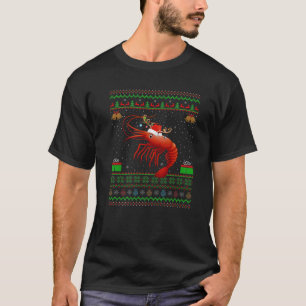 Funny Julafton Lighting Santa Hat Ugly Shrimp Chri T Shirt
