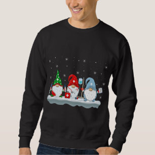 Funny Julafton Lighting Santa Nurse Gnomes jul Lång Ärmad Tröja