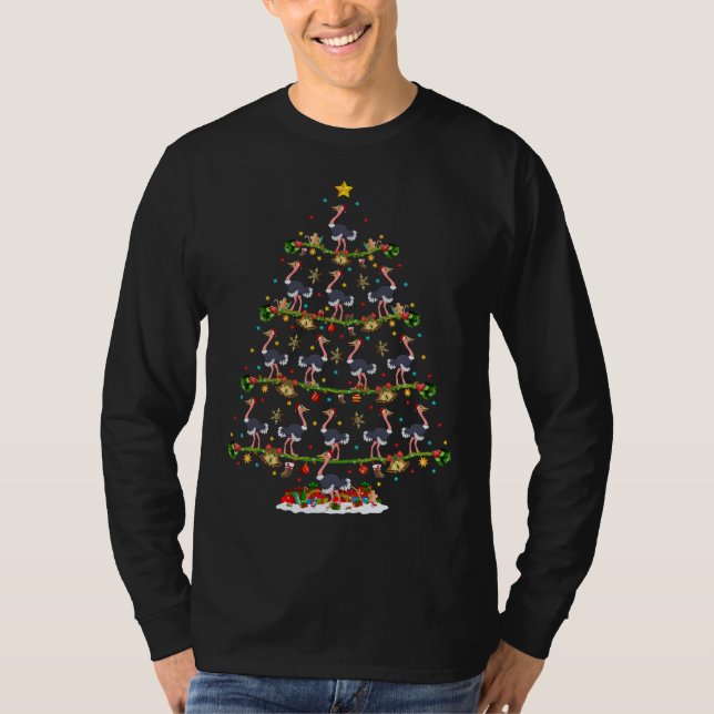Funny Julafton Lighting Santa Ostrich Bird jul T Shirt (Framsida)