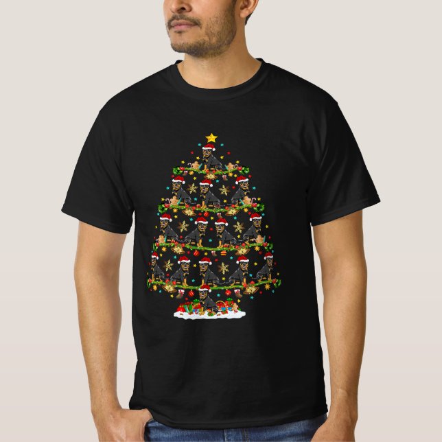 Funny Julafton Lighting Santa Rottweiler jul T Shirt (Framsida)