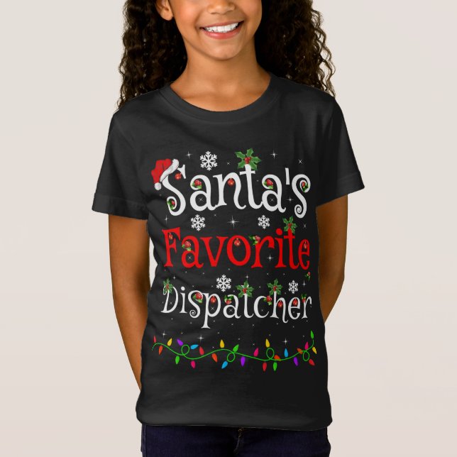 Funny Julafton Lighting Santa's Favorite Dispatche T Shirt (Framsida)
