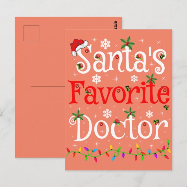 Funny Julafton Lighting Santa's Favorite Doktor Ju Vykort (Fram/baksida)