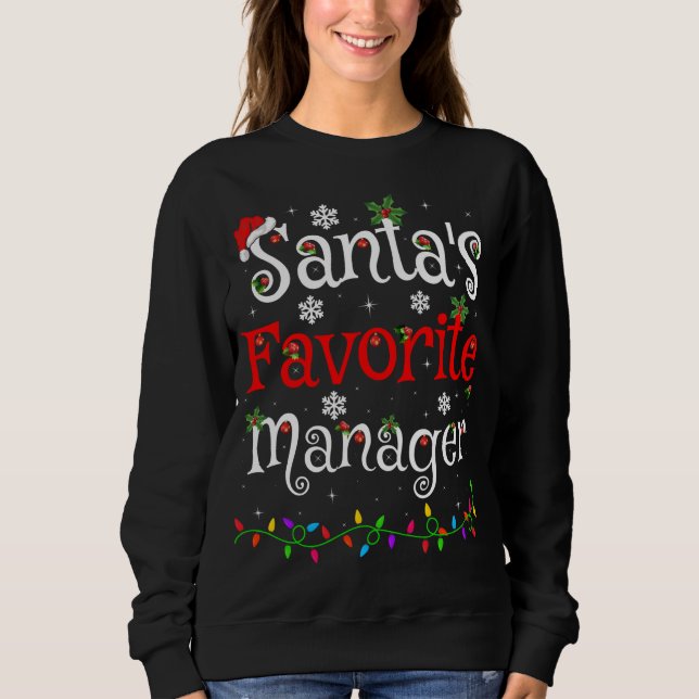 Funny Julafton Lighting Santa's Favorite Manager C T Shirt (Framsida)