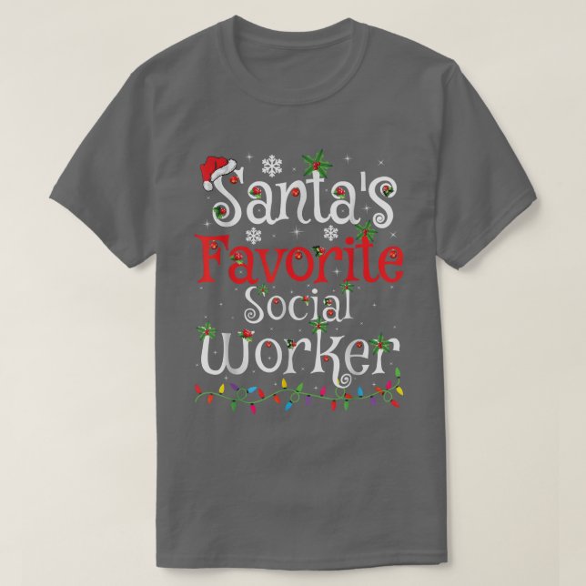 Funny Julafton Lighting Santa's Favorite Social Wo T Shirt (Design framsida)