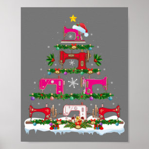 Funny Julafton Lighting Sewing Maskin Julgran Poster