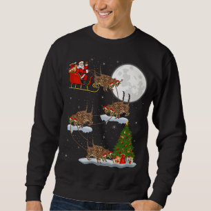 Funny Julafton Lighting Träd Santa Riding Bengal C Lång Ärmad Tröja