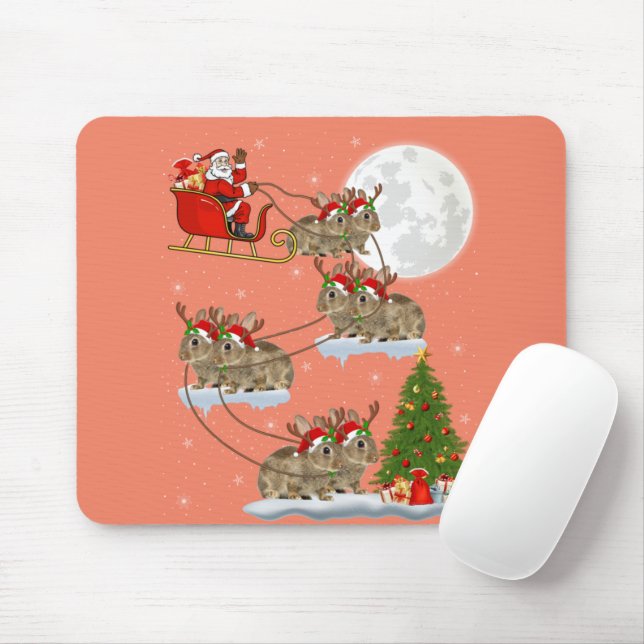 Funny Julafton Lighting Träd Santa Riding Bunny Ju Musmatta (Med mus)