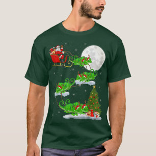 Funny Julafton Lighting Träd Santa Riding Chameleo T Shirt