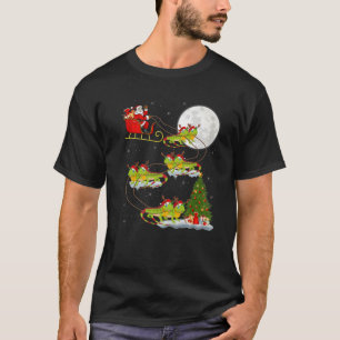 Funny Julafton Lighting Träd Santa Riding Iguana T Shirt