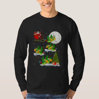 Funny Julafton Lighting Träd Santa Riding Parrot T Shirt