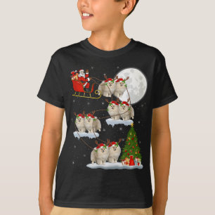 Funny Julafton Lighting Träd Santa Riding Pommania T Shirt