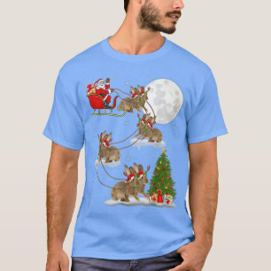 Funny Julafton Lighting Träd Santa Riding Rabbit C T Shirt
