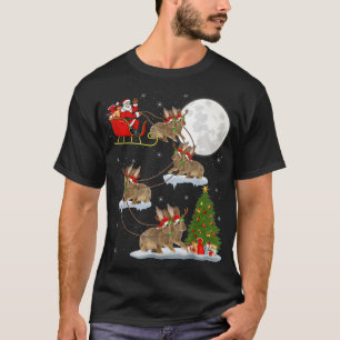 Funny Julafton Lighting Träd Santa Riding Rabbit C T Shirt
