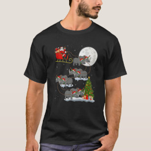 Funny Julafton Lighting Träd Santa Riding Rhino K T Shirt