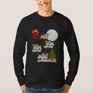 Funny Julafton Lighting Träd Santa Riding Westie T Shirt