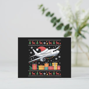 Funny Julafton Lighting Träd Santa Ugly-flygplan Helg Vykort