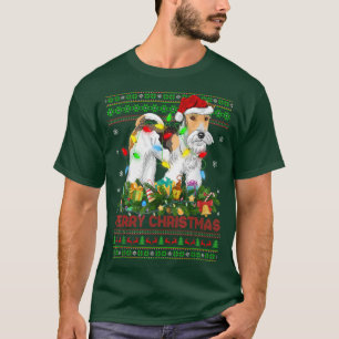 Funny Julafton Lighting Träd Santa Ugly Fo Terrier T Shirt