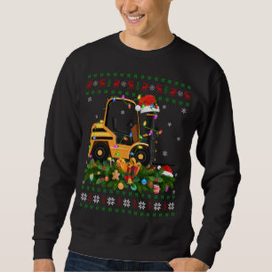 Funny Julafton Lighting Träd Santa Ugly Forklift C Lång Ärmad Tröja