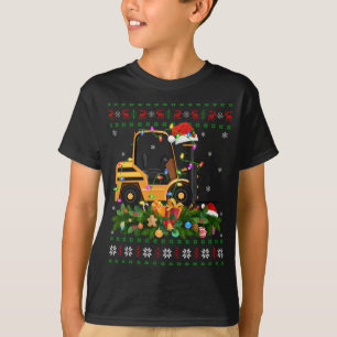 Funny Julafton Lighting Träd Santa Ugly Forklift C T Shirt