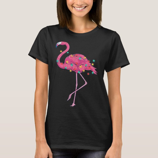 Funny Julafton Ljus Nk Flamingo Trocal Jul in T Shirt (Framsida)