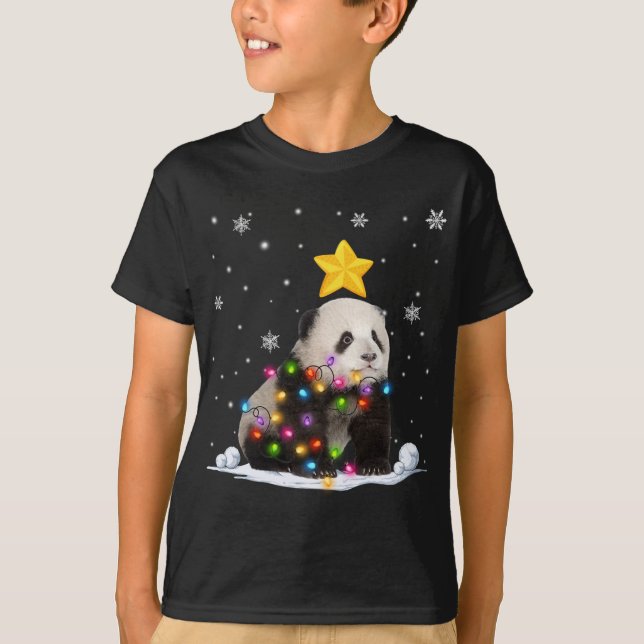 Funny Julafton Panda Bear Animals Älskare Julgran T Shirt (Framsida)