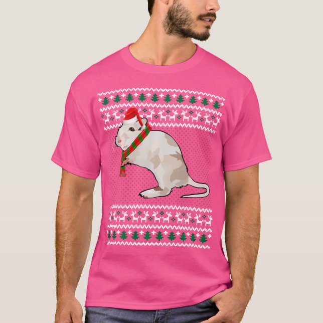 Funny Julafton Santa Hat Gerbil Ugly jul T Shirt (Framsida)