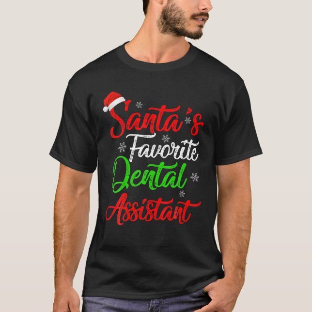 Funny Julafton Santa's Favorite Dental Assistant C T Shirt (Framsida)