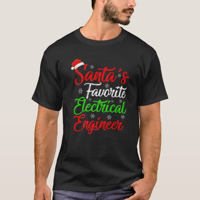 Funny Julafton Santa's Favorite Electrical Ingenjö T Shirt (Framsida)