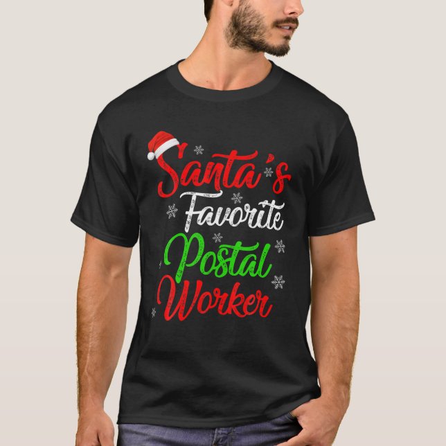 Funny Julafton Santa's Favorite Postal Worker Chri T Shirt (Framsida)