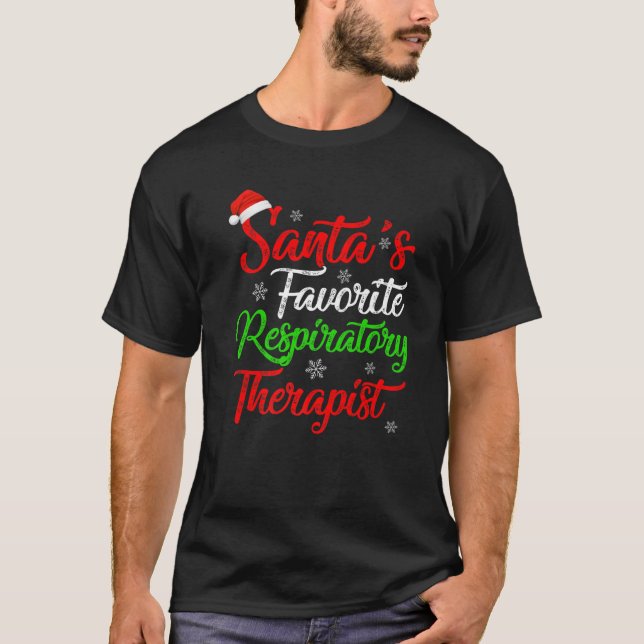 Funny Julafton Santa's Favorite Respiratory Therap T Shirt (Framsida)